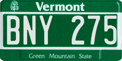VT license plate BNY275