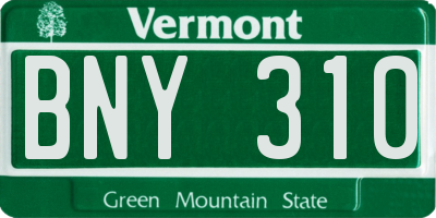 VT license plate BNY310