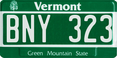VT license plate BNY323