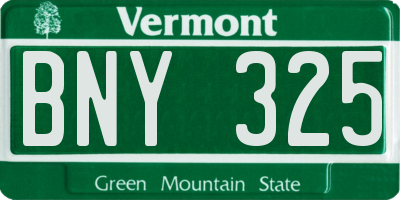 VT license plate BNY325