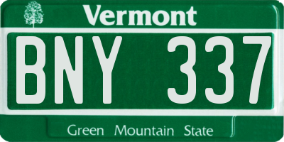 VT license plate BNY337