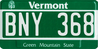 VT license plate BNY368