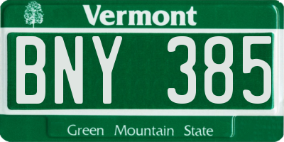 VT license plate BNY385