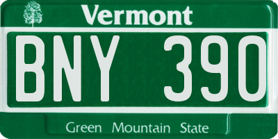 VT license plate BNY390