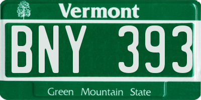 VT license plate BNY393