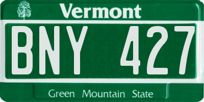 VT license plate BNY427