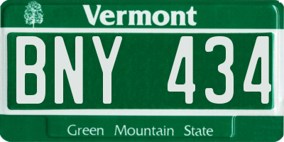 VT license plate BNY434