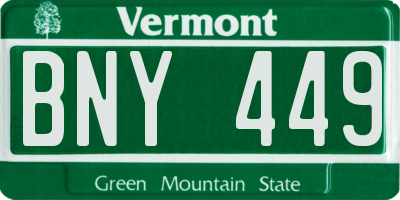 VT license plate BNY449