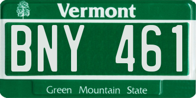 VT license plate BNY461