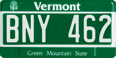 VT license plate BNY462