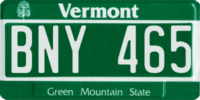 VT license plate BNY465