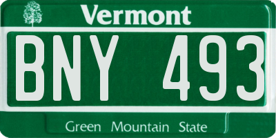 VT license plate BNY493