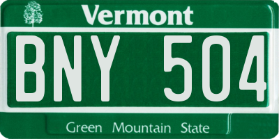 VT license plate BNY504