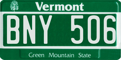 VT license plate BNY506