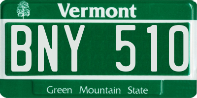 VT license plate BNY510