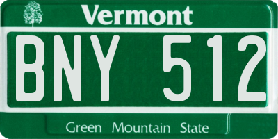 VT license plate BNY512