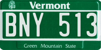 VT license plate BNY513