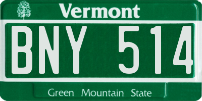 VT license plate BNY514