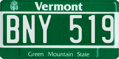 VT license plate BNY519