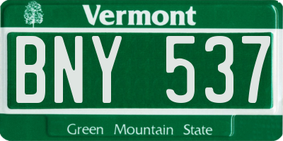 VT license plate BNY537