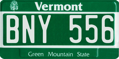 VT license plate BNY556