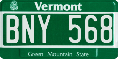 VT license plate BNY568