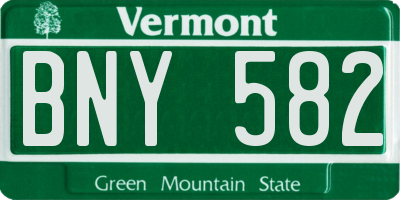 VT license plate BNY582