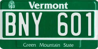 VT license plate BNY601