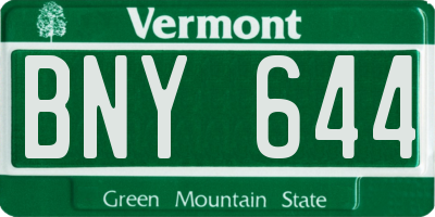 VT license plate BNY644