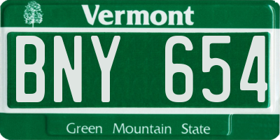 VT license plate BNY654