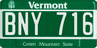 VT license plate BNY716