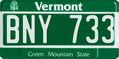 VT license plate BNY733