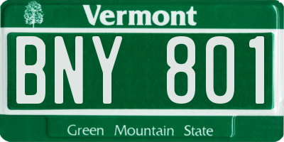VT license plate BNY801