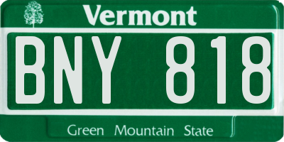 VT license plate BNY818