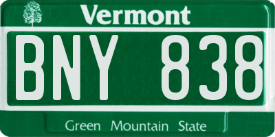 VT license plate BNY838