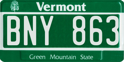 VT license plate BNY863