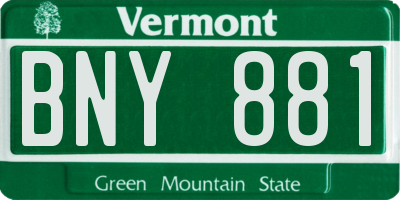 VT license plate BNY881