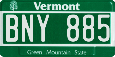 VT license plate BNY885