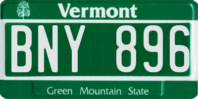 VT license plate BNY896