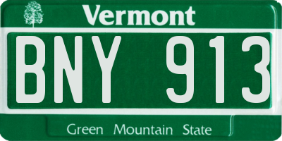 VT license plate BNY913