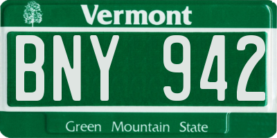VT license plate BNY942