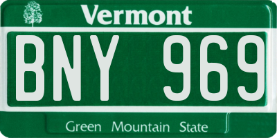VT license plate BNY969