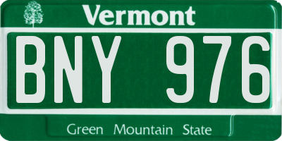 VT license plate BNY976