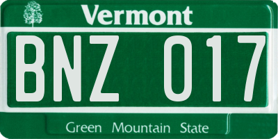 VT license plate BNZ017