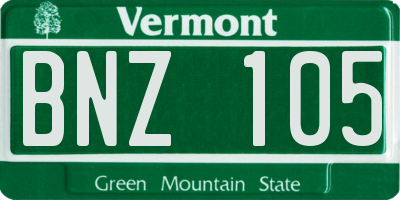 VT license plate BNZ105