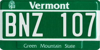 VT license plate BNZ107