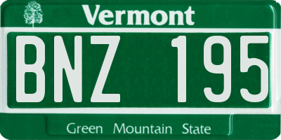 VT license plate BNZ195