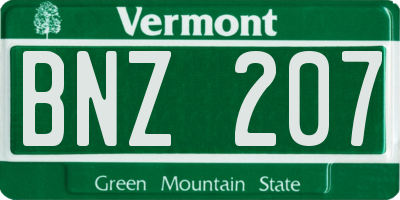 VT license plate BNZ207