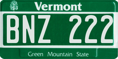 VT license plate BNZ222