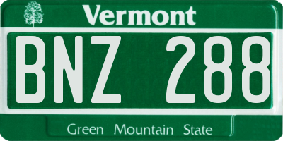 VT license plate BNZ288
